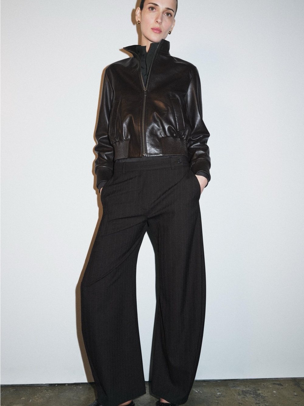 Zara Black Wide-Leg Trousers